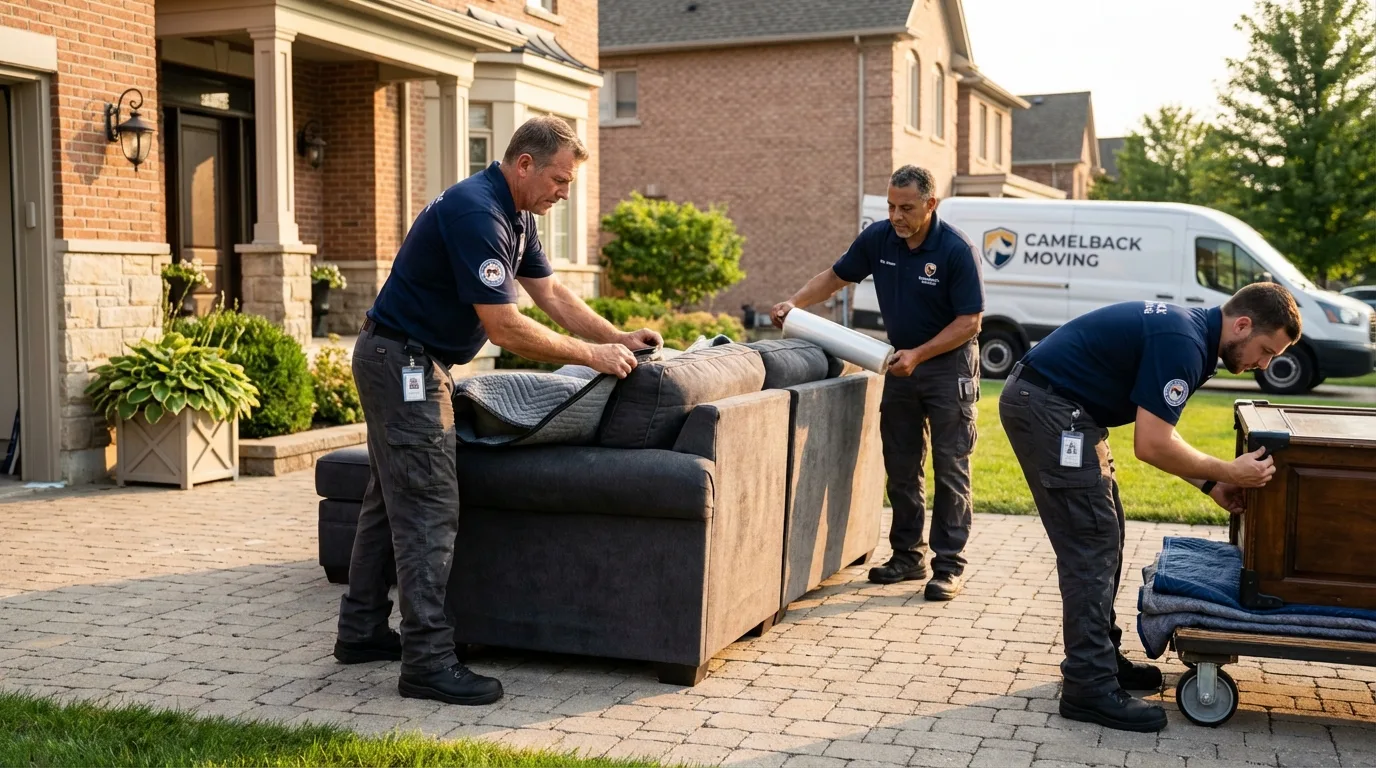 Large estate moving crew wrapping furniture in Buchanan, VA